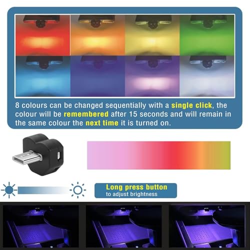 Mini lampe d'ambiance LED USB type C automatique avec angle réglable et 8 couleurs