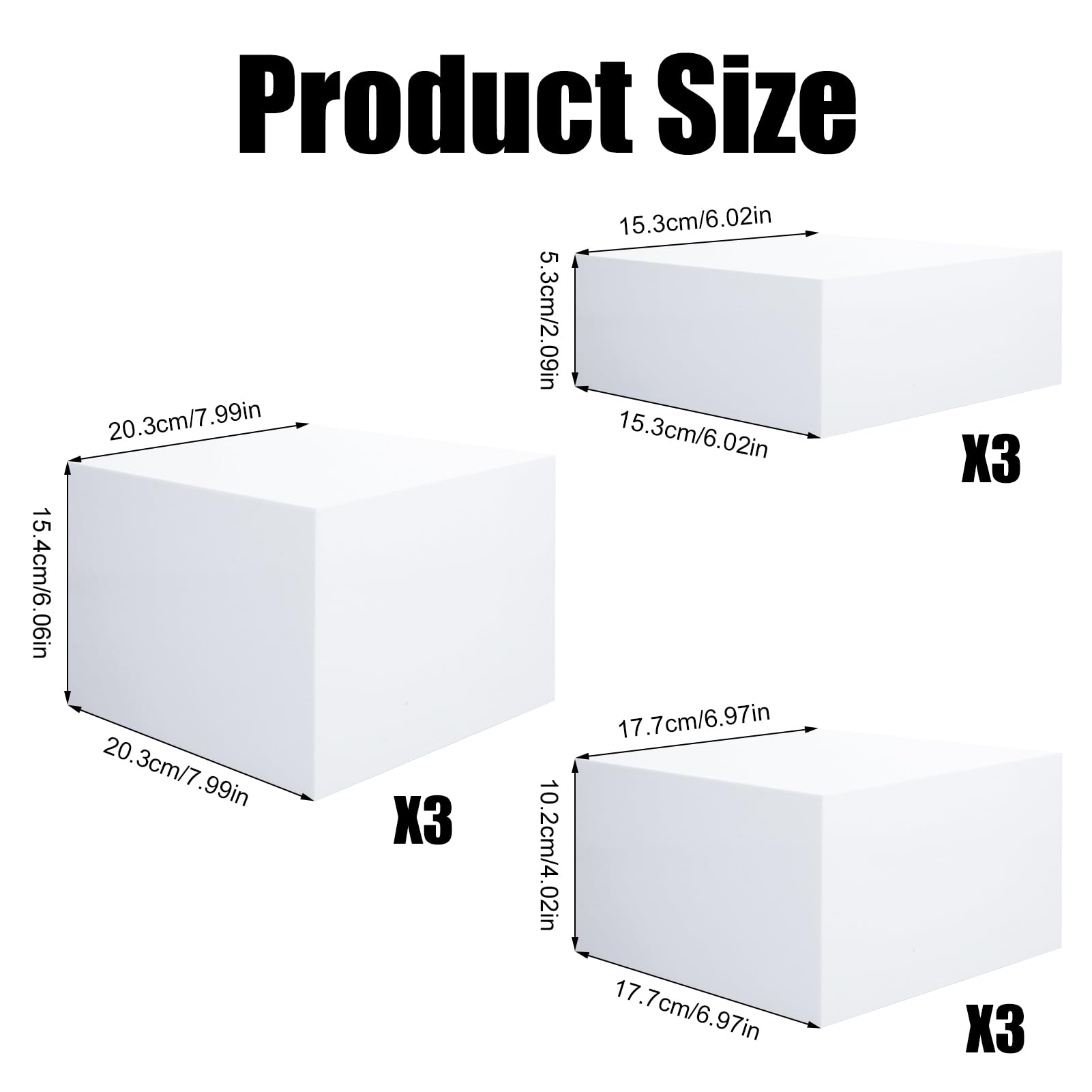 9 Pcs Acrylic Risers Display Stands, Food Risers for Buffet Tables, White Acrylic Box Display Nesting Risers Dessert Table Display Set for Buffet, Wedding, Event, Birthday Party