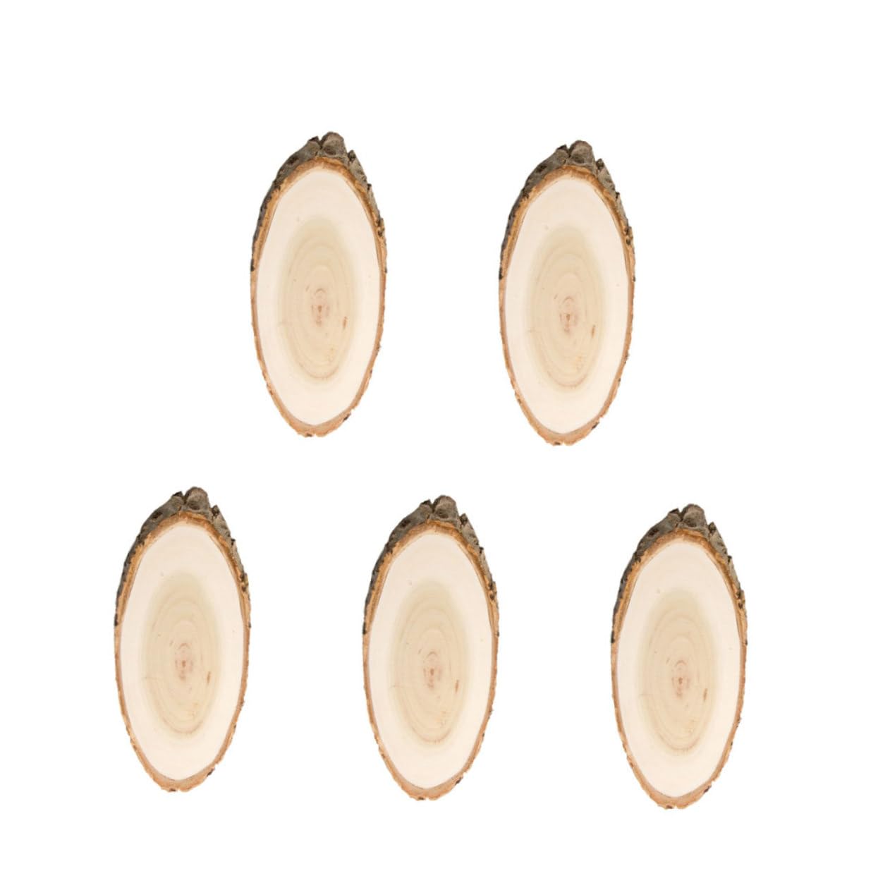 Housoutil 5pcs Pine Wood Pieces Unfinished Wooden Board Pendant for Wall Oval Shape Hanging Board Message Decor 6x24cm