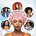 Aeaocvo Silk Bonnet for Sleeping, Women's Pink Polyester Satin Hair Wrap, Wide Band Bonnets for Curly Natural Hair