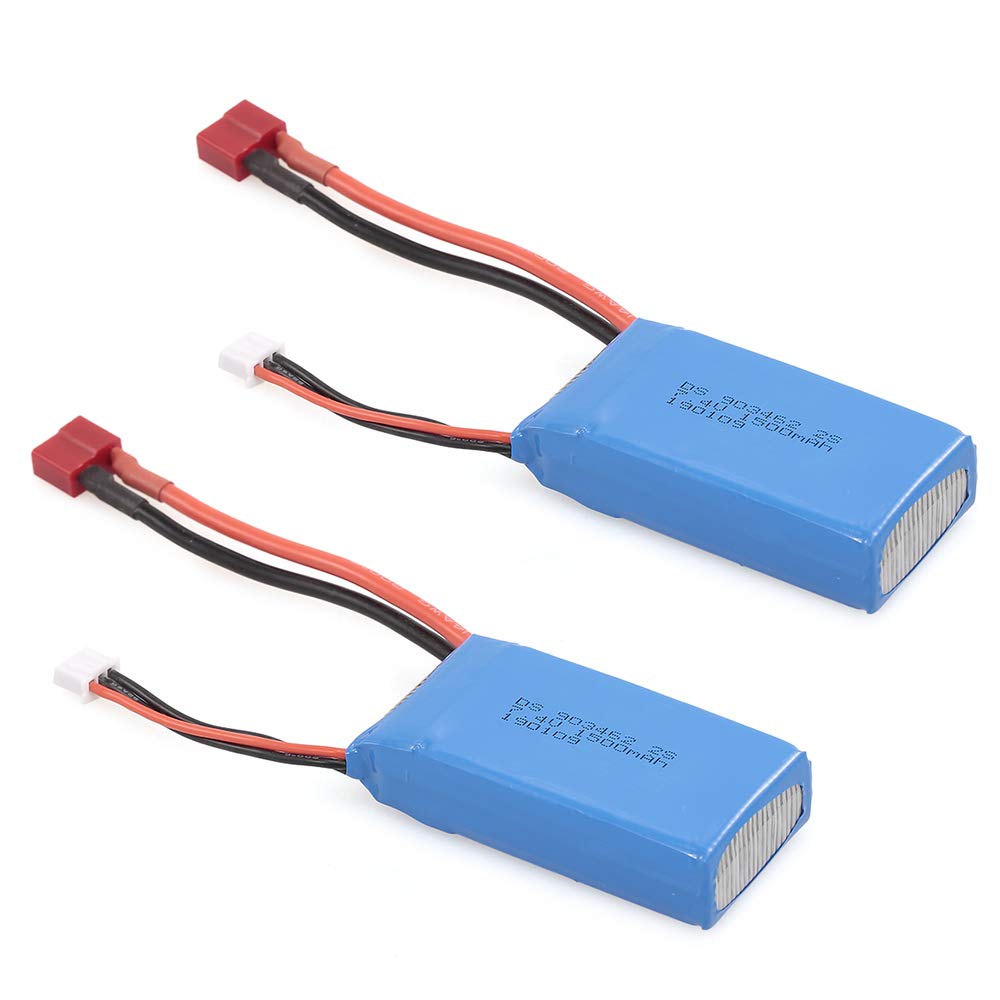 Goolsky- ZOP Power RC Li-Po Batería 7.4V 1500mAh 25C 2S Recargable con T Enchufe for RC Drone Coche Barco Helicóptero Avión 2pcs