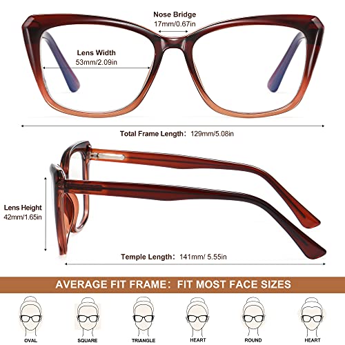 Image of EYEGUARD Blue Light Reading Glasses for Women TR90 Cat Eye Computer Eyeglasses Fashion Spring Hinge Readers