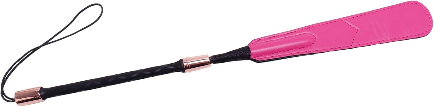 Rose Horse Riding Whip, 16.1 Inch Handmade Riding Crop, Perfect for Training Shows and Costumes Equestrian Horse Whip, PU T-Type Double-Sided Head with Non-Slip Black Handle,Wristband Design