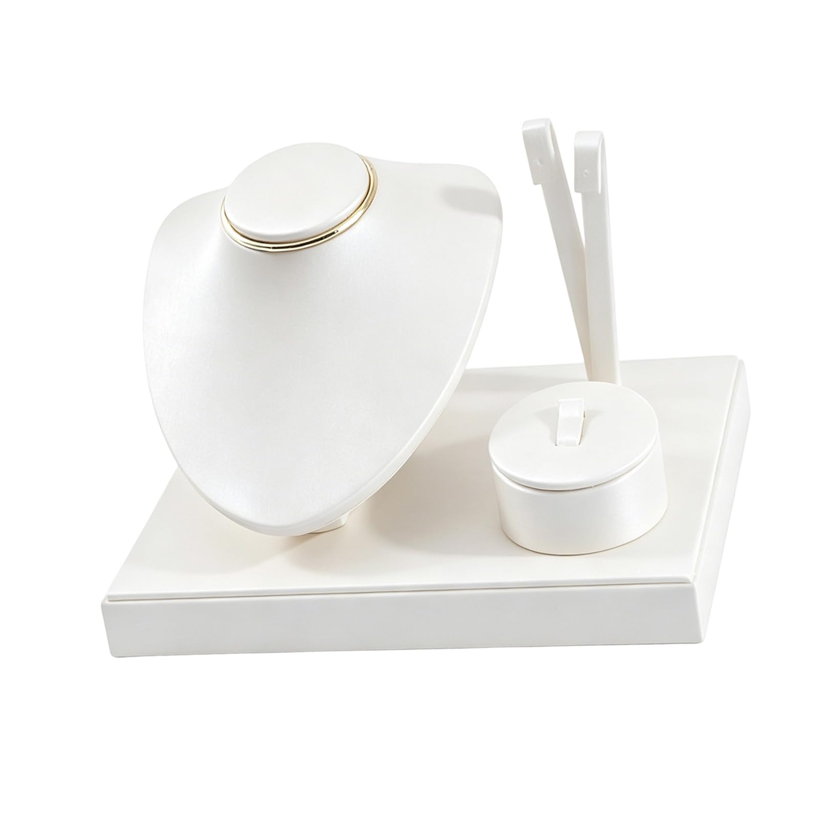 Jewelry Holder Stand Set for Necklaces and Earrings, Tabletop Display Organizer with Bust and Round Tray for Counters Jewelry Holder Stand Necklace Organizer Earring Display Tray Vanity Counter Top