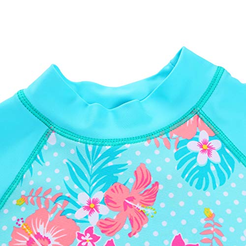Image of Girls Two Piece Swimsuit Floral UPF 50+ Rash Guard Set Kids Beach Swimwear