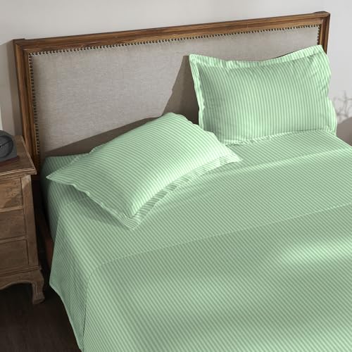 Image of MYTRIDENT Bedsheet for Double Bed, Classic King Size Bedsheet with 2 Pillow Covers, 210TC, 100% Cotton Bedsheet - Sea Foam
