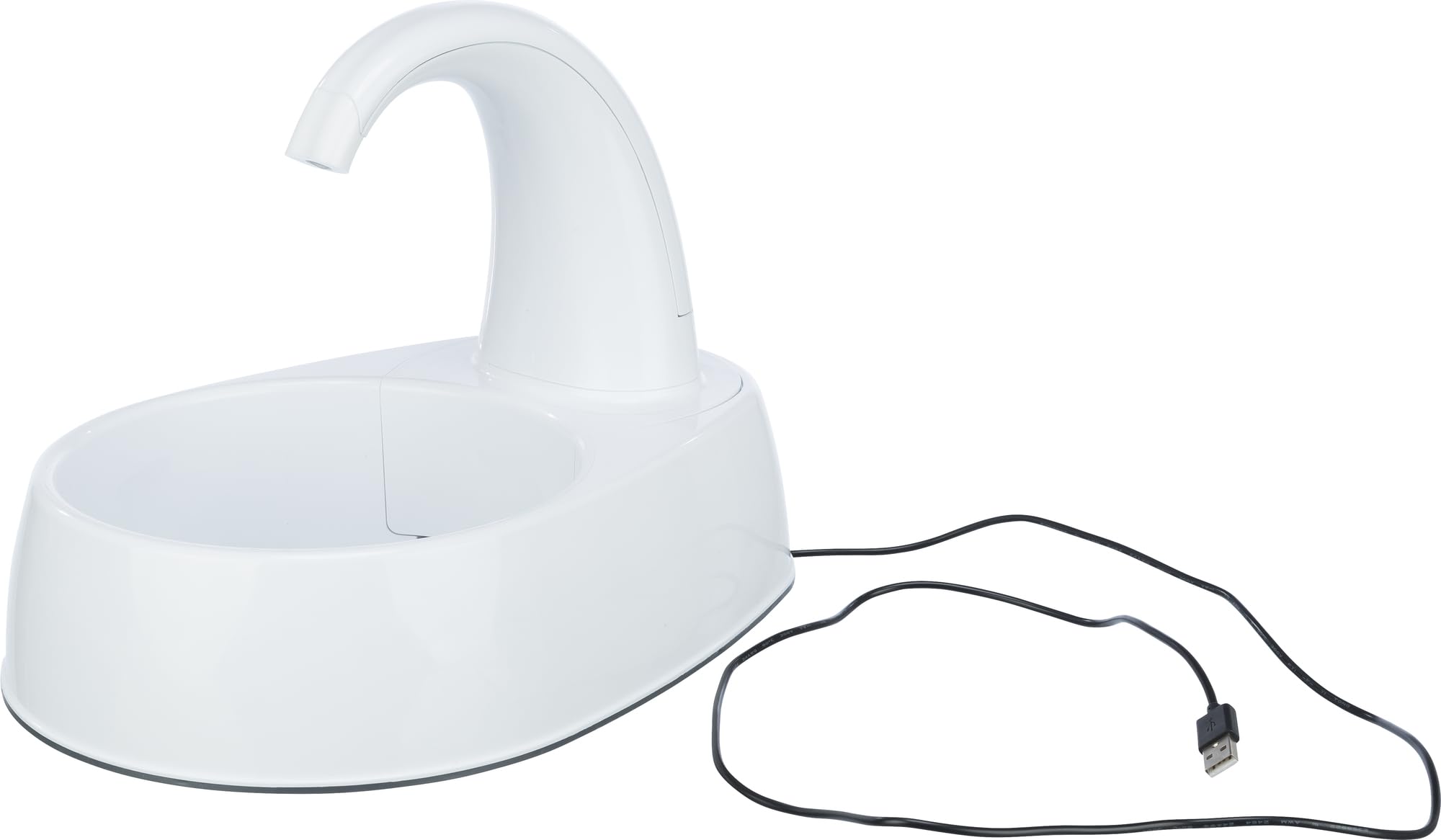 TRIXIE Trinkbrunnen Curved Stream, Kunststoff, 2,5 l/25 × 24,5 × 35 cm, weiß