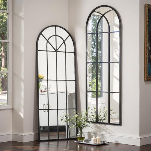 Image of OGCAU Arched Full Length Mirror, 65 inchx22 inch Floor Full Body Mirror, Black