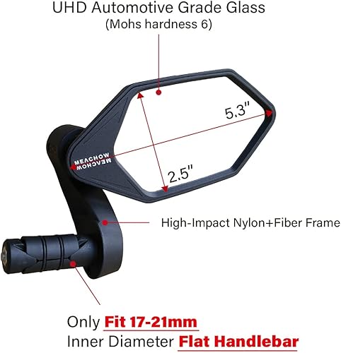 Miniatura 13 de MEACHOW Espejo retrovisor de bicicleta / bicicleta eléctrica para extremo de manubrio, cristal UHD de grado automotriz resistente a los arañazos, da