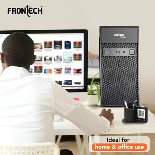 Image of FRONTECH ICON Silver Computer Cabinet | Home & Office Use | Silver Range | Enhanced Airflow Design | Dual Front USB & Audio Ports | Rear-Mounted SMPS | ATX /Micro-ATX Motherboard Support (FT-4371)