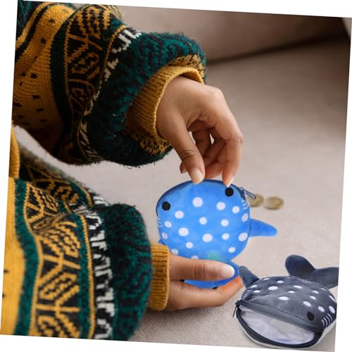 2 Pcs Shark Coin Pouch for Plush Zipper Purse Cute Key Pouch for Boys Durable Coin Holder present for Shark Lovers3