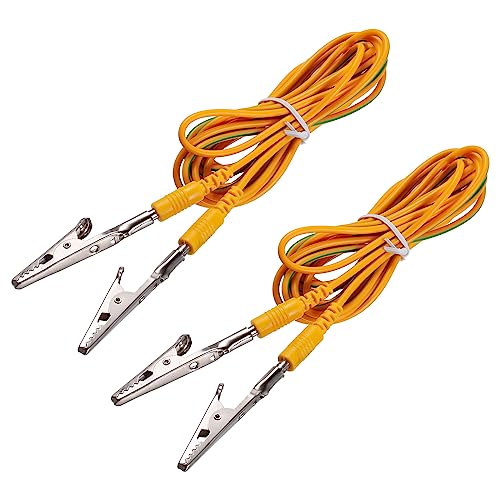 Image of MECCANIXITY ESD Grounding Cable Cord with Alligator Clip 3.0m /118 inch Long Yellow Anti-Static Ground Wire Cable Clip for Eliminate Conductor Electrostatic, Pack of 2