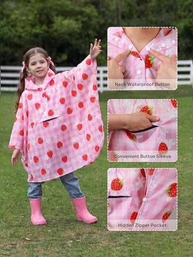 Image of SaphiRose Lightweight Kids Rain Poncho Jacket Waterproof Outwear Rain Coat