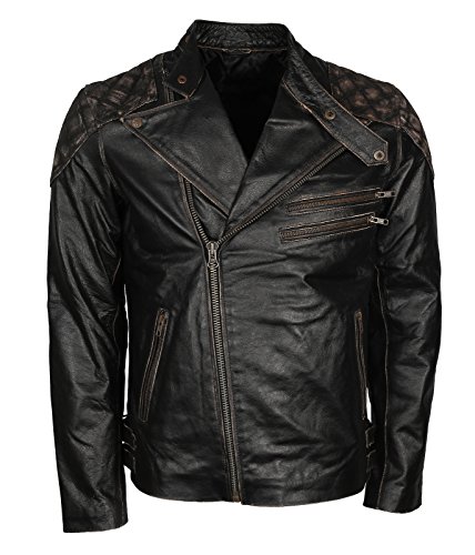 Skull and Bones Black Motorcycle Leather Jacket for Men - Cow Hide Leather Biker Jacket Men3