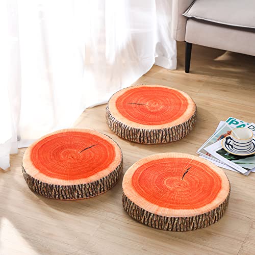 15 Pcs Decorative Round Throw Pillow, 15.75 Inch Stump Circle Seating Floor Cushion 3D Tree Wood Slice Chair Seat Cushion Ginkgo Tree Ring Pillow Stump Cushion For Home, Bedroom, Office Decor #TOP2