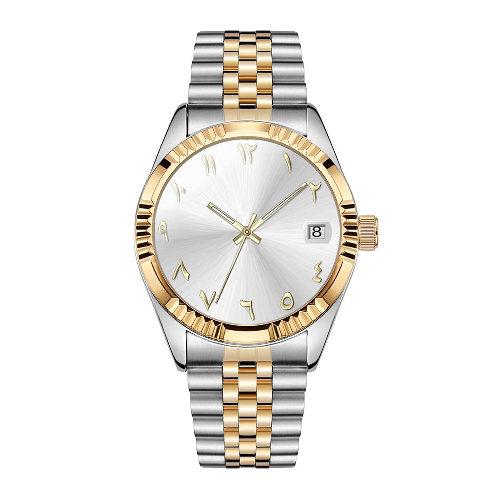 Orologio Meccanico Automatico Da Uomo 38 Mm Con Numeri Arabi E Urdu, Cassa In Acciaio, Impermeabile 50m E Luminoso, Lusso Senza Batteria - copertina