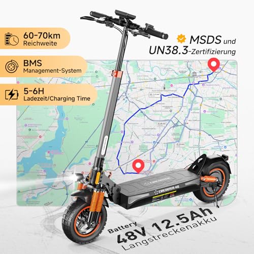 E Scooter mit Straßenzulassung für Erwachsene | 1|5AH & 15.6AH Batterie, bis 60-80KM Reichweite, 10 Zoll Offroad Roller 