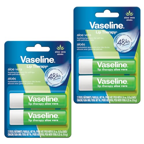 Vaseline Lip Therapy Aloe Vera Stick 48 Hour Hydration 2 Count