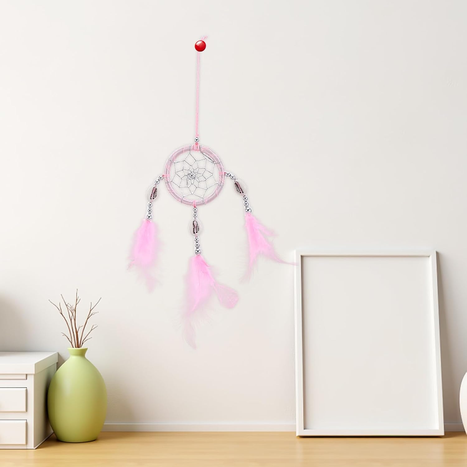 Dream Catcher Car Hanging Ornament with Plume Rearview Mirror Decor for Bedroom Wall Hanging Boho Style Christmas