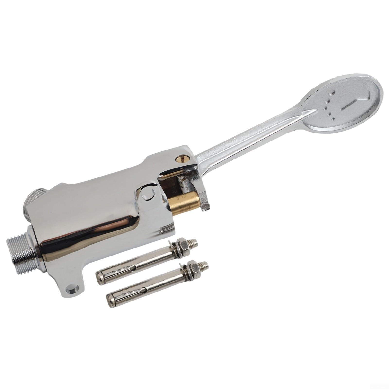 Válvula de control de pedal comercial para grifo de lavabo de baño, construcción de cobre y acero inoxidable 304, flujo de agua manos libres con entrada y salida G1/2 pulgadas,