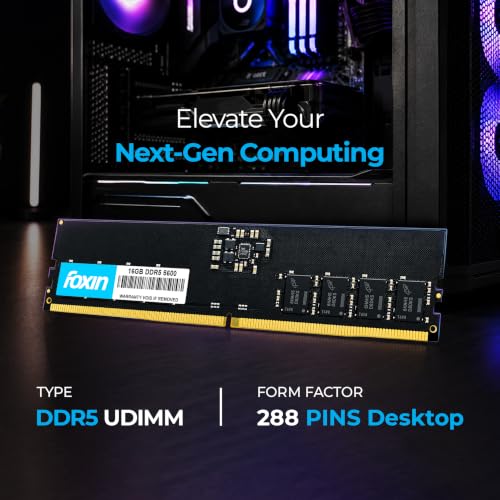 Image of Foxin 16GB DDR5 Desktop RAM 5600MHz | UDIMM - 1.1V Low Voltage | 288-PIN Pin, Intel & AMD Compatible | High-Speed PC Memory Upgrade | 5 Years Warranty