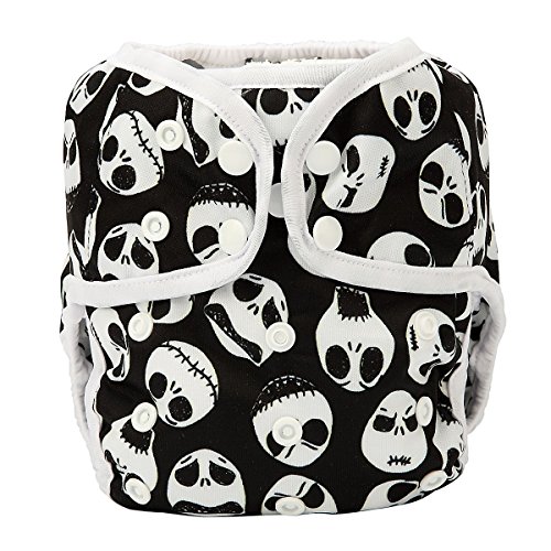 Image of One Size Cloth Diaper Cover Snap with Double Gusset (Skulls)