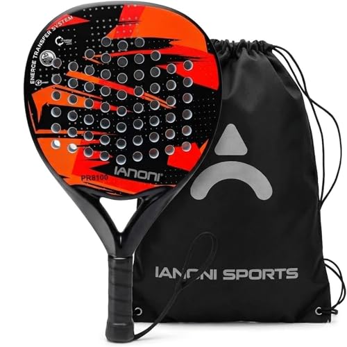 IANONI Racchetta da paddle da tennis con superficie in fibra di carbonio con nucleo in schiuma EVA Memory Flex Core (ROSSO)
