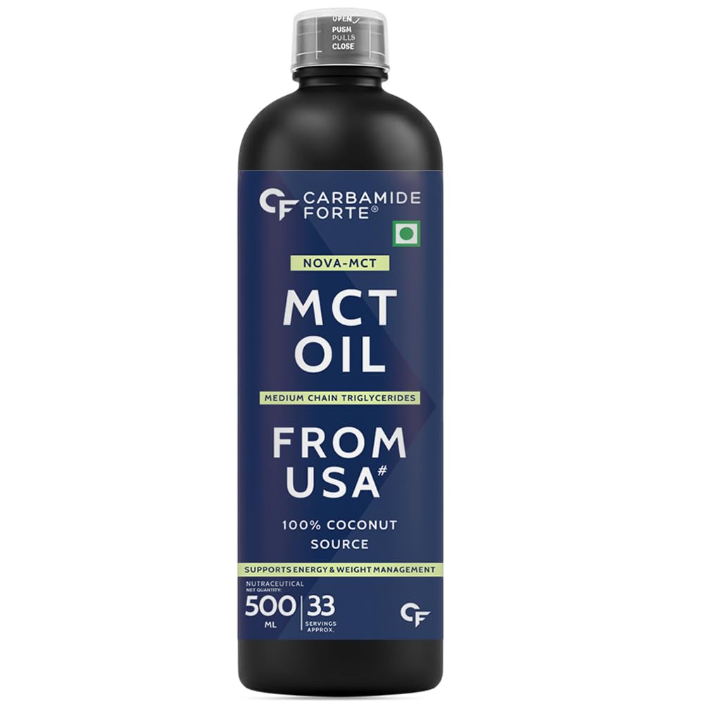 Carbamide Forte Pure MCT Oil C8 From USA | 100% Coconut Source | Keto & Paleo Friendly - 500ml Vegetarian Oil-image-3