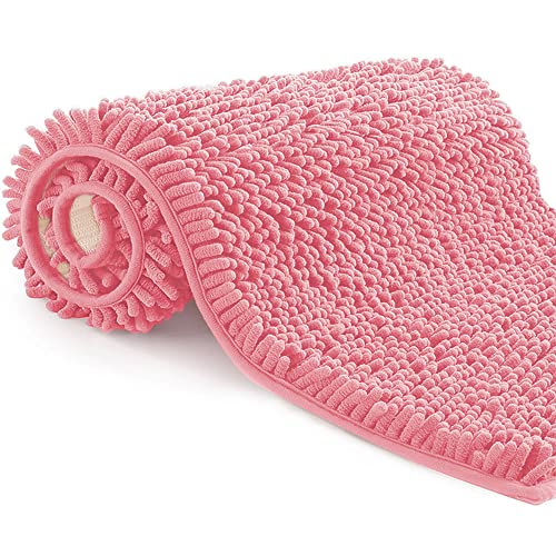 Poligono Tapis de Bain en Microfibre, Tapis Salle de Bain Longueur 70 x 120 cm, Tapis de WC, Doux, Antidérapant,Rose