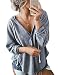 WLLW Womens Long Sleeve Deep V Neck Drawstring Sweatshirt Hoodies Tops Blouse, Grey, Large
