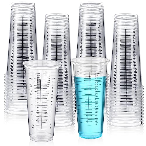 100 vasos medidores desechables de plástico 16 oz miniatura 1