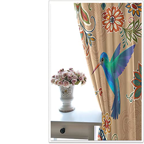 Cortinas opacas ultra suaves con elegante estampado de flores 3D de 2 paneles 3