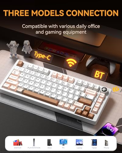 Image of LEOBOG HI75CPro Mechanical Keyboards, RGB Backlit Tri-Mode BT5.0 /2.4GHz /USB-C Gaming Keyboard, Hot Swappable Creamy Keyboard with PBT Keycaps for PC /Windows /iOS /Android