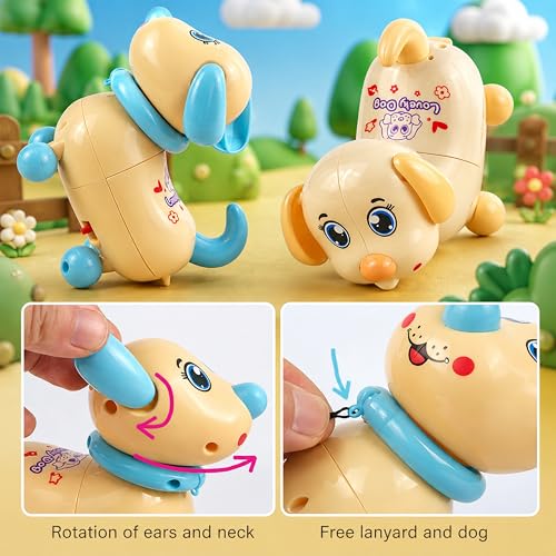 Image of Musical 360 Dancing Dog Toy for Kids with LED Lights - Interactive Electric Walking Puppy Pull Along Pet Toy with Rope - Color As Per Stock