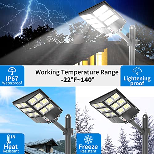Ofuray Solar Street Lights Outdoor,600W Commercial Solar Parking Lot Lights Dusk To Dawn,6500K Led Flood Security Lights With Motion Sensor & Remote Control Ip66 Waterproof,For Yard,Garage,Street #TOP4