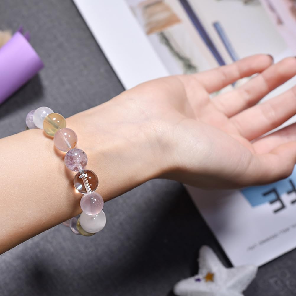 Pulsera de Cuentas Redondas elásticas Hecha a Mano, joyería de Cristal multigema Natural, Pulseras de Cuentas con Piedras Preciosas de Colores, Regalo Espiritual para Mujeres