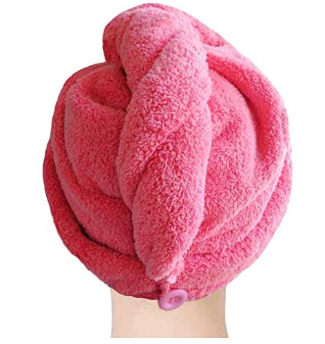Lengus Hair Turban Towel Hair Dryer Cap Microfiber Hair Towel Hair Drying Turbie Quick Hair Drying Cap Hair Drying Twist Anti Frizzy Towel Spa Hair Wrap (Pink)