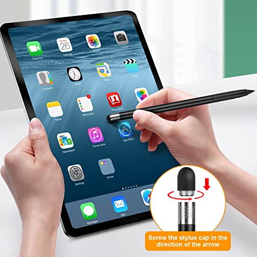 Image of AUAUY 2 In 1 Metal Inkless Stylus Pencil, Infinity & Everlasting, Premium Metal For Touch Screens, With 2 Graphite Nib And 2 Silicone Tip, For Writing & Drawing (2PCS - Black & Silver)
