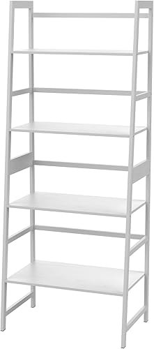 WTZ Estantería estante de escalera estantería de bambú de 5 niveles moderno estuche abierto para sala de estar dormitorio oficina MC508 blanco sin