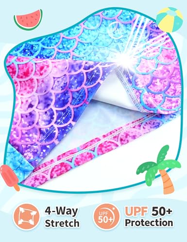 Image of TENVDA Girls Rash Guard Swimsuit Long Sleeve Bathing Suits with Shorts for 3-12 Years Old Kids