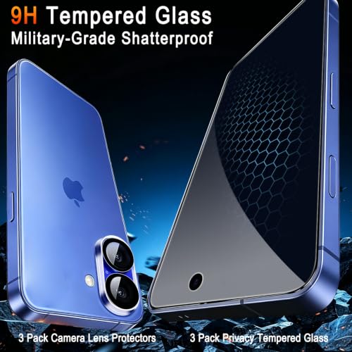 TZGZT Privacy Screen Protector for iPhone 16, Tempered Glass, Case Friendly - image 2