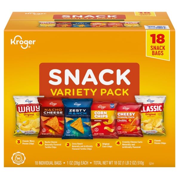 Snack Variety Pack, 1 oz Individual Bags, 18 Count Assorted Snacks