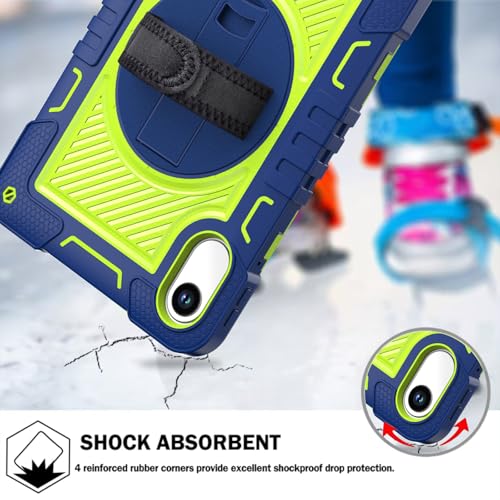 Image of ProElite for Xiaomi Redmi Pad 2 11 inch Case, Rugged 3 Layer Armor case Cover for Xiaomi Redmi Pad 2 11 inch Case with Hand Grip and Rotating Kickstand with Shoulder Strap, Navy Green