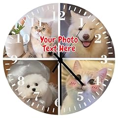 12 Inch Custom Wall Clock,Personalized Clock with 4 Text,Wood Customized Round Silent product image