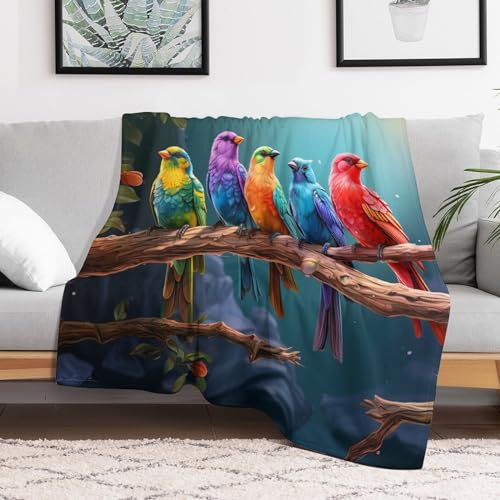 Couverture moelleuse haut de gamme oiseau mignon en flannel dense pour décoration chic - 3