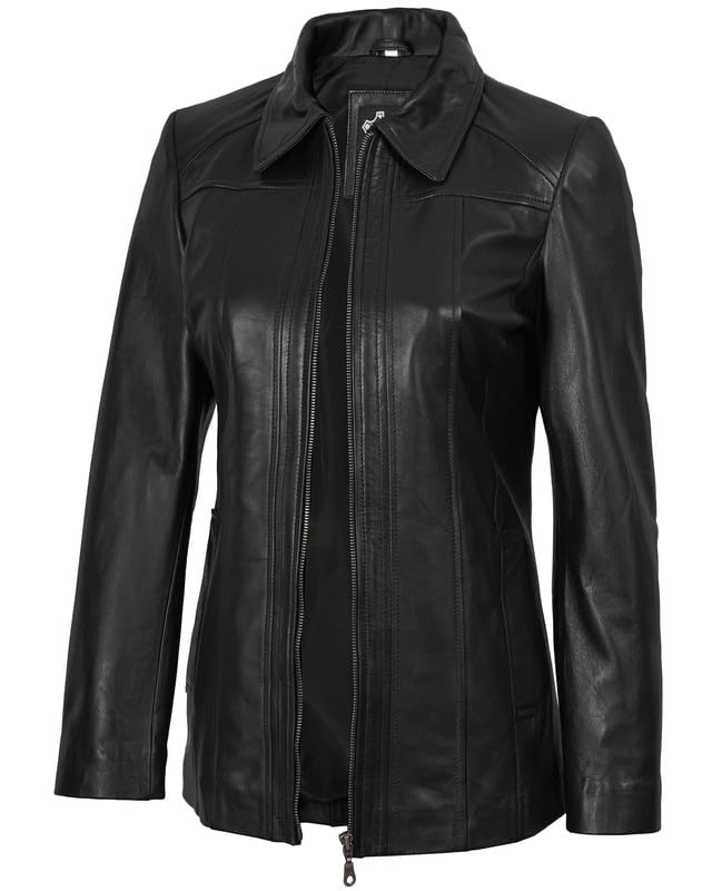 Blingsoul Leather Car Coats for Womens - Black Brown Real Long Leather Jacket Women