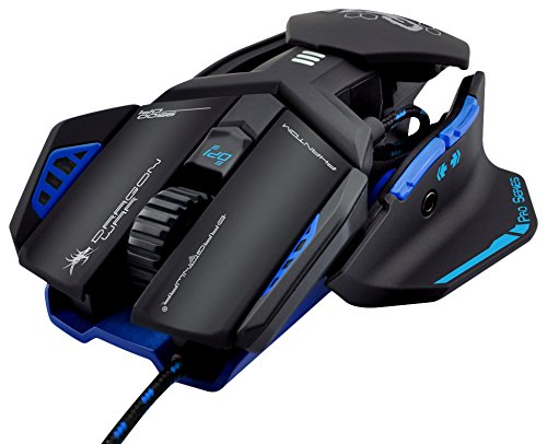Dragonwar G4.1 Phantom 9500 DPI ergonomische und anpassbare RGB-Gaming-Maus mit 7 Tasten - Scroller und kostenloses XL-Mousepad - Zweihändig. Blau.