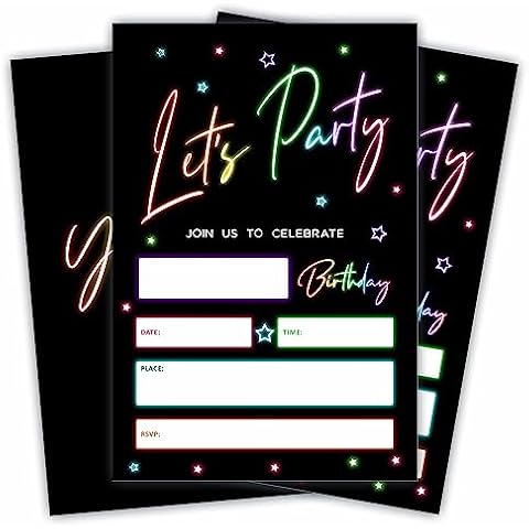 JCVUK Retro Glow Neon Invitations Cover