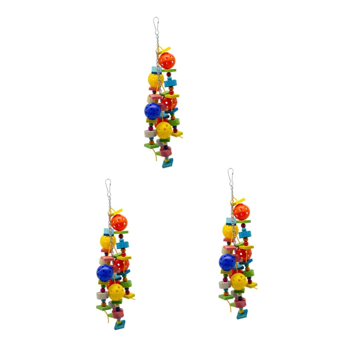 FRCOLOR 3piezas Juguete Colgante para Pájaros Juguete Educativo De Madera y Plástico Bloques y Esferas Huecas para Periquitos y para Entretenimiento y Ejercicio