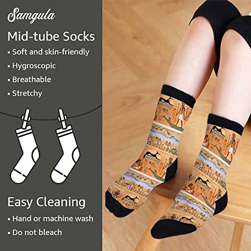 Ancient Egypt Crew Socks for Woman Size 6-8 Mythology Pharaohs Hieroglyph Engraving Girls Socks4
